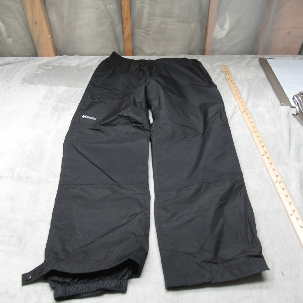 Columbia Ski Pants Mens Large Black Outdoor Cargo Elastic Waist Rain Wind 30x29